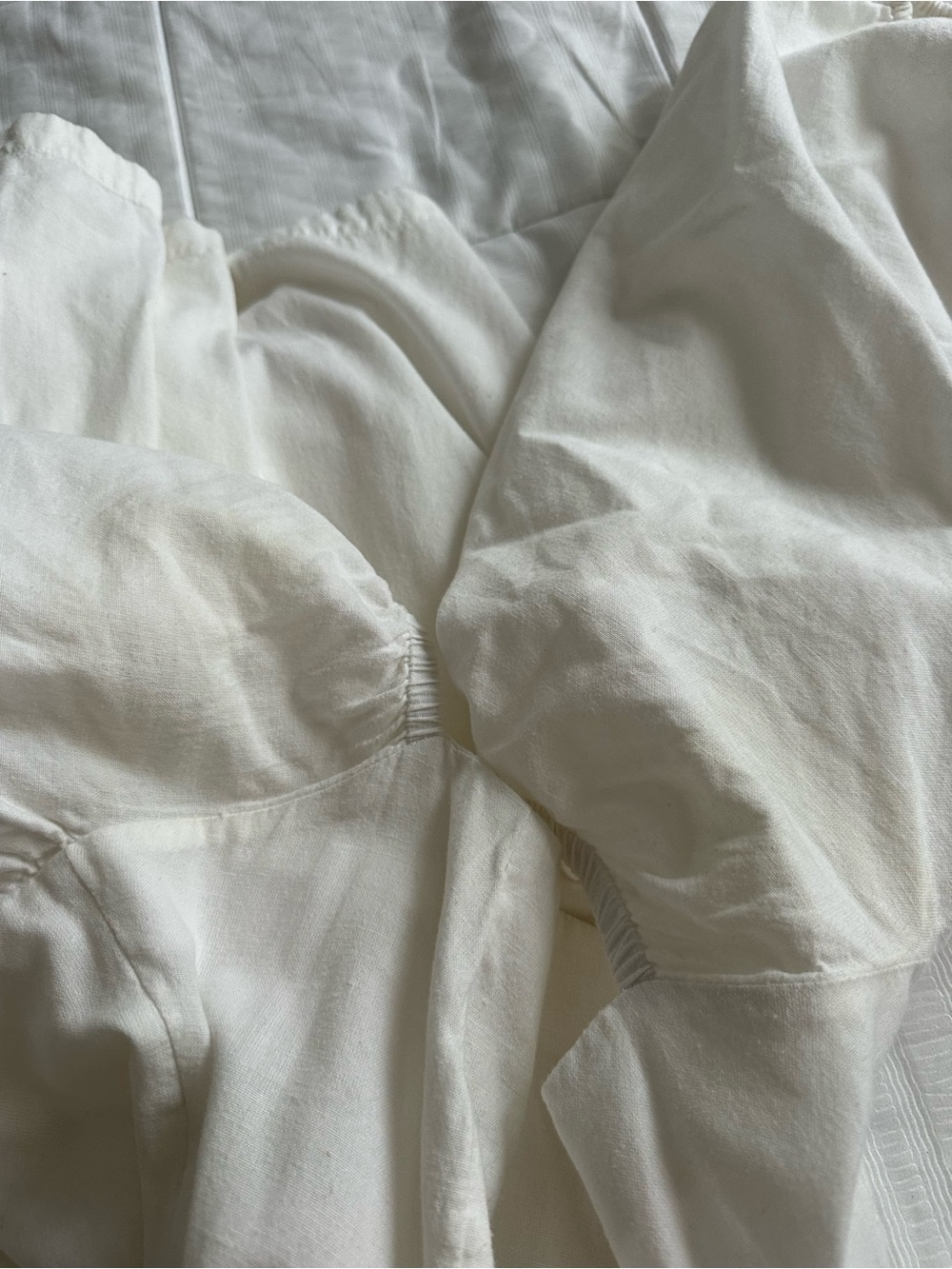 Free People White Button Front Dress M Cotton Linen - Picture 14 of 16